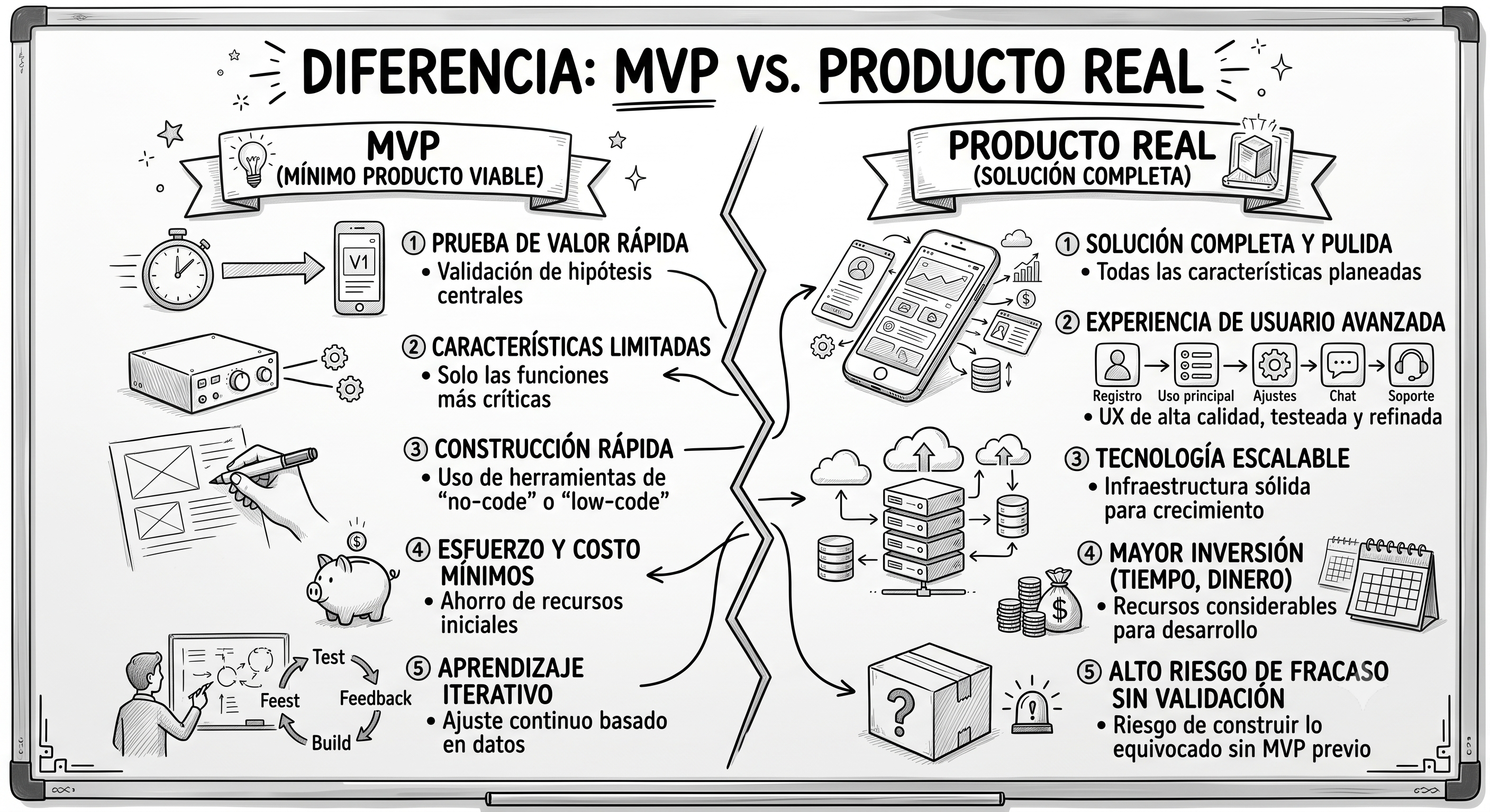 Diferencias entre un MVP y un producto real